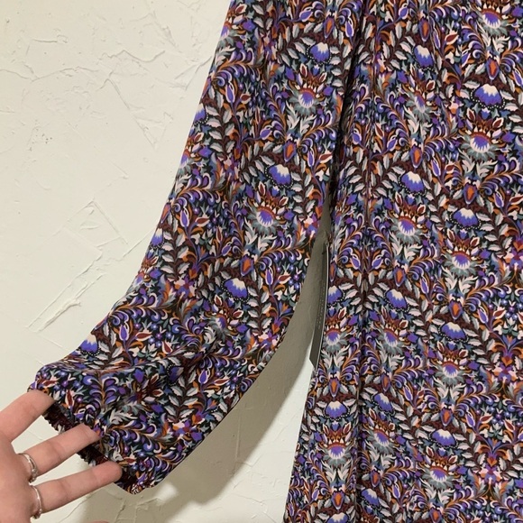 The Limited Paisley Long Sleeve A-Line Flare Purple Boho Drop Waist Dress Sz 12 - Picture 7 of 10